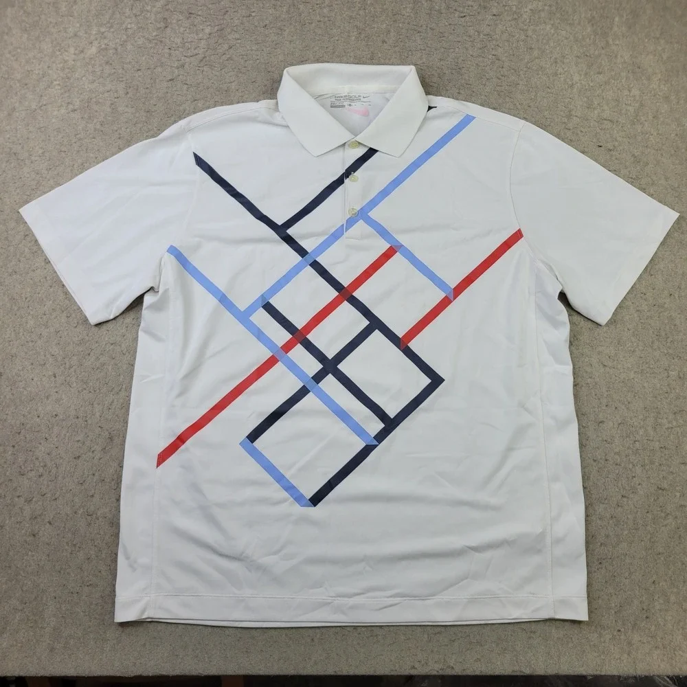 Nike Golf Tour Performance Polo Shirt Mens XL White Geometric Short Sleeve